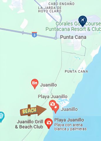 Ubicacion de playa juanillo en el mapa